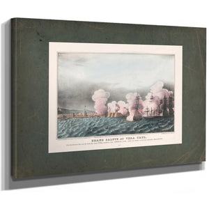 Grand Salute at Vera Cruz From the American Fleet and the Castle San Juan Du — Stretched Canvas Print | Bella Frye