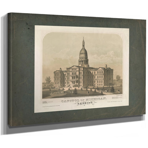 Capitol of Michigan Lansing 19th Century — Stretched Canvas Print | Bella Frye