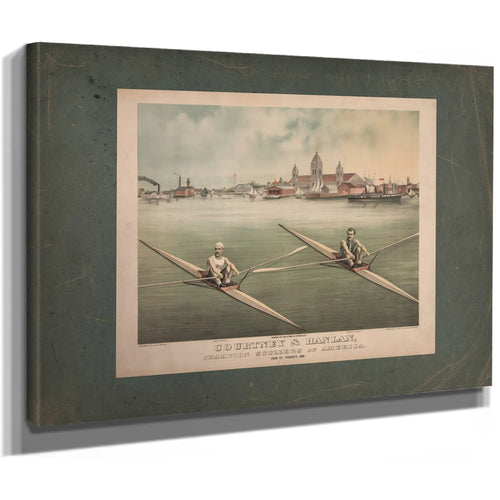 Courtney Hanlan Champion Scullers of America View of Toronto Bay 1879 — Stretched Canvas Print | Bella Frye