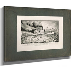 Burning of the Henry Clay Near Yonkers_ While on Her Trip From Albany to New — Stretched Canvas Print | Bella Frye