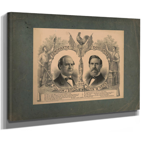 Democratic Candidates William J Bryan John W Kern 198 — Stretched Canvas Print | Bella Frye