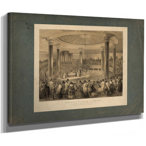 Distribution of the American Art Union Prizes at the Tabernacle Broadway New — Stretched Canvas Print | Bella Frye