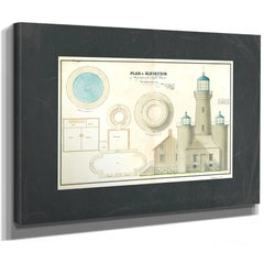 The Keepers Vigil Matinicus Rock Lighthouse Architectural Blueprint — Stretched Canvas Print | Bella Frye