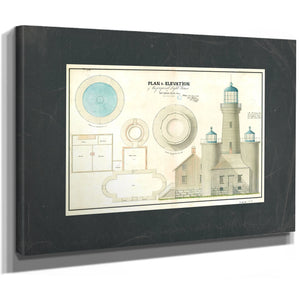 The Keepers Vigil Matinicus Rock Lighthouse Architectural Blueprint — Stretched Canvas Print | Bella Frye