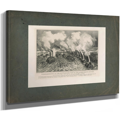 Bombardment of Island Number Ten in the Mississippi River by the Gunboat and — Stretched Canvas Print | Bella Frye