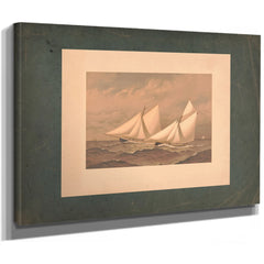 American Yachts Extra Plate for the Americas Cup 1885 Near the Finish Purtia — Stretched Canvas Print | Bella Frye