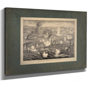 Destruction of Admiral Cerveras Spanish Fleet Off Santiago De Cube 1898 — Stretched Canvas Print | Bella Frye