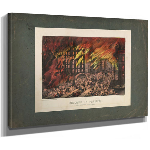 Chicago in Flames Scene at Randolph Street Bridge 1872 1874 — Stretched Canvas Print | Bella Frye