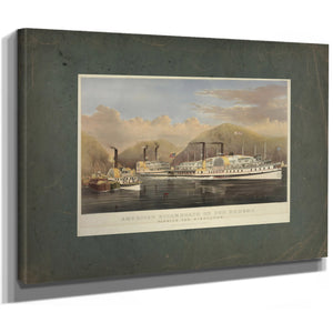 American Steamboats on the Hudson_ Passing the Highlands 1874 — Stretched Canvas Print | Bella Frye