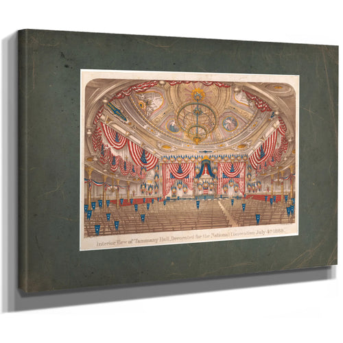 Interior View of Tammany Hall Decorated for the National Convention July 4th — Stretched Canvas Print | Bella Frye