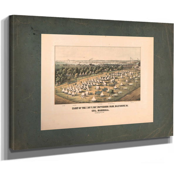 Camp of the 7 Me V Rgt Patterson Park Baltimore Md Col Marshall Looking Ssw — Stretched Canvas Print | Bella Frye