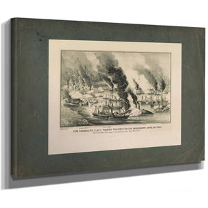 Com Farraguts Fleet Passing the Forts on the Mississippi April 24th 1862 the — Stretched Canvas Print | Bella Frye