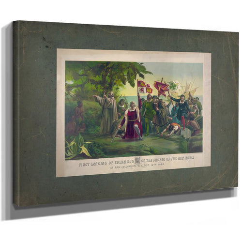First Landing of Columbus on the Shores of the New World_ at San Salvador Wi — Stretched Canvas Print | Bella Frye