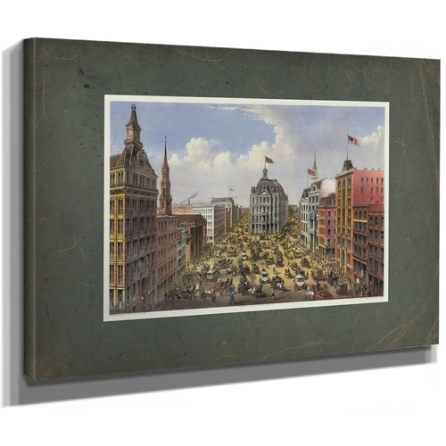 Broadway New York_ From the Western Union Telegraph Building Looking North 1 — Stretched Canvas Print | Bella Frye