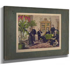 James Garfield and Family in Library 1882 — Stretched Canvas Print | Bella Frye