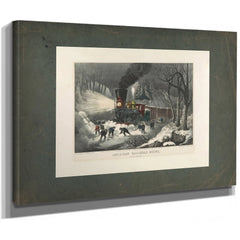 American Railroad Scene_ Snowbound 1871 — Stretched Canvas Print | Bella Frye