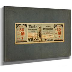 Full Ticket for the November 26 1938 Pittsburgh Versus Duke Football Game — Stretched Canvas Print | Bella Frye