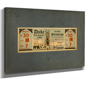 Full Ticket for the November 26 1938 Pittsburgh Versus Duke Football Game — Stretched Canvas Print | Bella Frye