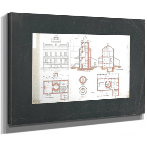 The Keepers Blueprint Blackistone Island Light Station — Stretched Canvas Print | Bella Frye
