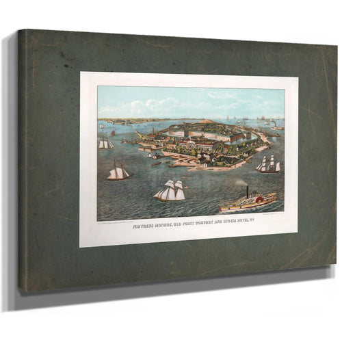 Fortress Monroe Old Point Comfort and Hygeia Hotel Va 1861 — Stretched Canvas Print | Bella Frye