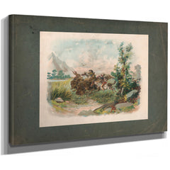 Buffalo Hunt in the Wild West 1897 — Stretched Canvas Print | Bella Frye