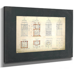 The Keepers Blueprint Fort Carroll Light Station Technical Drawings — Stretched Canvas Print | Bella Frye