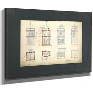 The Keepers Blueprint Fort Carroll Light Station Technical Drawings — Stretched Canvas Print | Bella Frye