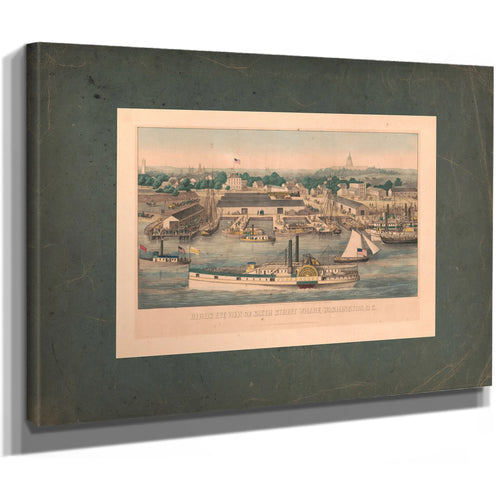 Birds Eye View of Sixth Street Wharf Washington Dc 1863 — Stretched Canvas Print | Bella Frye