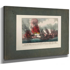 Brilliant Naval Victory on the Mississippi River Near Fort Wright May 1th 1 — Stretched Canvas Print | Bella Frye