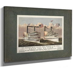 Grandest Palace Drawing Room Steamers in the World Drew and St John 1878 — Stretched Canvas Print | Bella Frye