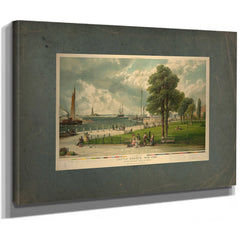 Castle Garden New York Showing Bartholdis Statue of Liberty 1887 — Stretched Canvas Print | Bella Frye