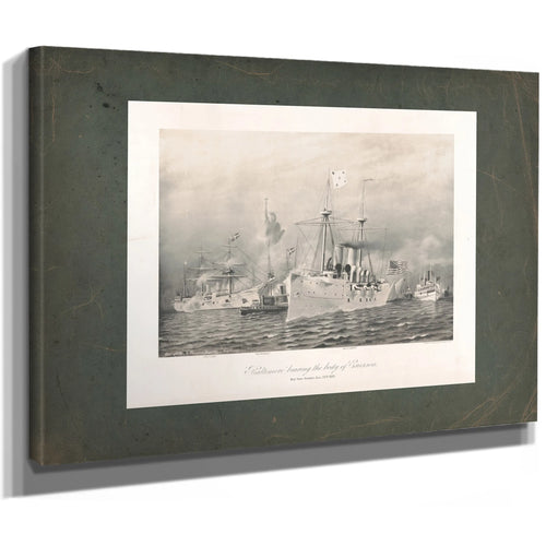 Baltimore Bearing the Body of Ericsson New York Harbor Aug 3th 189 1891 — Stretched Canvas Print | Bella Frye