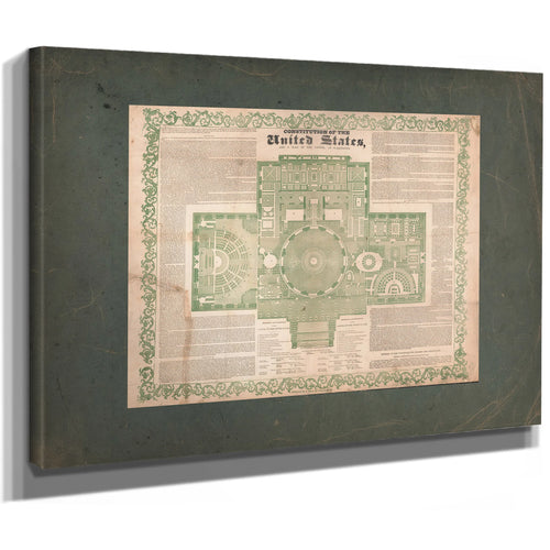 Constitution of the United States and a Plan of the Capitol at Washington 18 — Stretched Canvas Print | Bella Frye