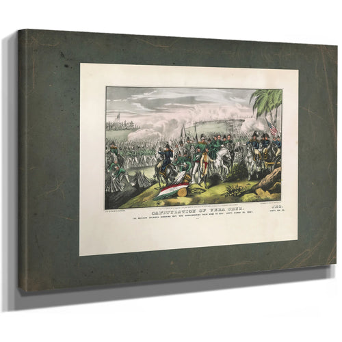 Capitulation of Vera Cruz the Mexican Soldiers Marching Out and Surrendering — Stretched Canvas Print | Bella Frye