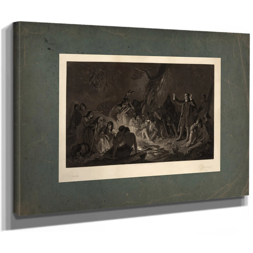 David Zeisberger Preaching to the Indians 1864 — Stretched Canvas Print | Bella Frye