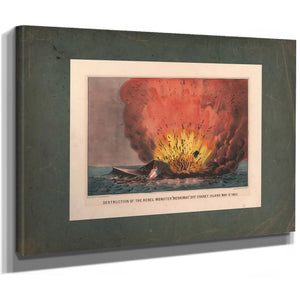 Destruction of the Rebel Monster Merrimac Off Craney Island May 11th 1862 18 — Stretched Canvas Print | Bella Frye