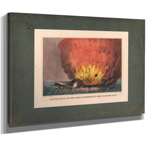 Destruction of the Rebel Monster Merrimac Off Craney Island May 11th 1862 18 — Stretched Canvas Print | Bella Frye