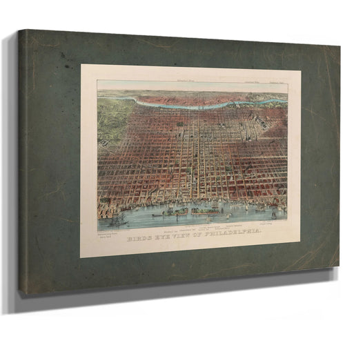 Birds Eye View of Philadelphia 1875 — Stretched Canvas Print | Bella Frye