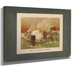 Battle of the Monitor and Merrimac 1889 — Stretched Canvas Print | Bella Frye