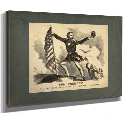 Col John C Fremont Planting the American on the Rocky Mountains 185 — Stretched Canvas Print | Bella Frye