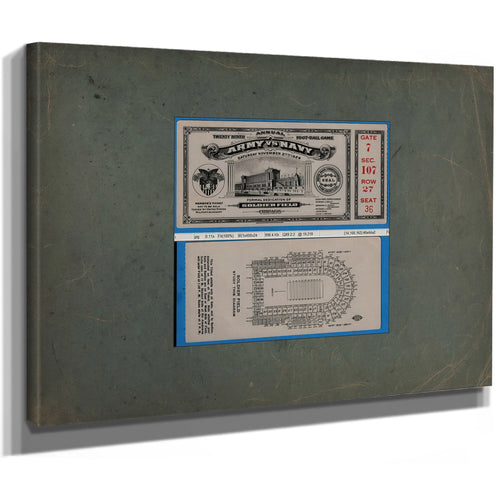 Ticket to the 1926 Army Navy Game 2 — Stretched Canvas Print | Bella Frye