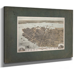 Birds Eye View of the City of Charleston South Carolina 1872 1872 — Stretched Canvas Print | Bella Frye