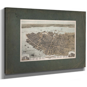 Birds Eye View of the City of Charleston South Carolina 1872 1872 — Stretched Canvas Print | Bella Frye