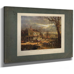 American Scenery the Inn on the Roadside 1872 — Stretched Canvas Print | Bella Frye