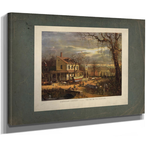 American Scenery the Inn on the Roadside 1872 — Stretched Canvas Print | Bella Frye