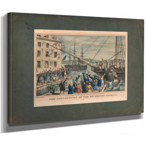 Destruction of Tea at Boston Harbor 1846 — Stretched Canvas Print | Bella Frye