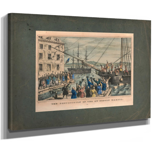 Destruction of Tea at Boston Harbor 1846 — Stretched Canvas Print | Bella Frye