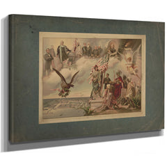 Depiction of Chicago Worlds Fair in Lower Left Allegorical Figures on the Ri — Stretched Canvas Print | Bella Frye