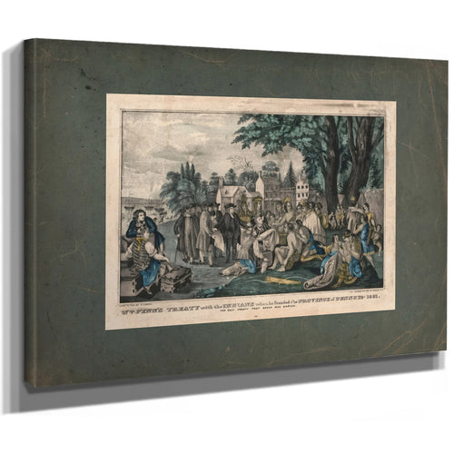 William Penns Treaty With the Indians When He Founded the Province of Pennsyl — Stretched Canvas Print | Bella Frye