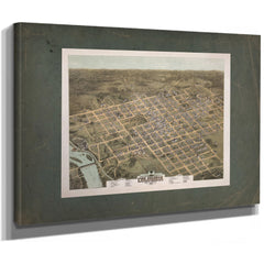 Birds Eye View of the City of Columbia South Carolina 1872 1872 — Stretched Canvas Print | Bella Frye